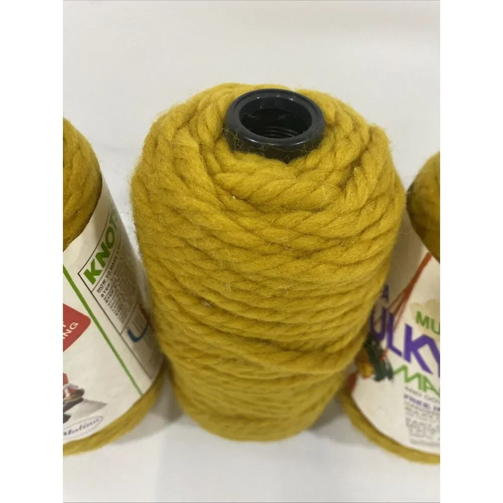 Vintage Lot Of (4)‎ Malina Acrylic Extra Bulky Yarn For Macrame Yellow & White